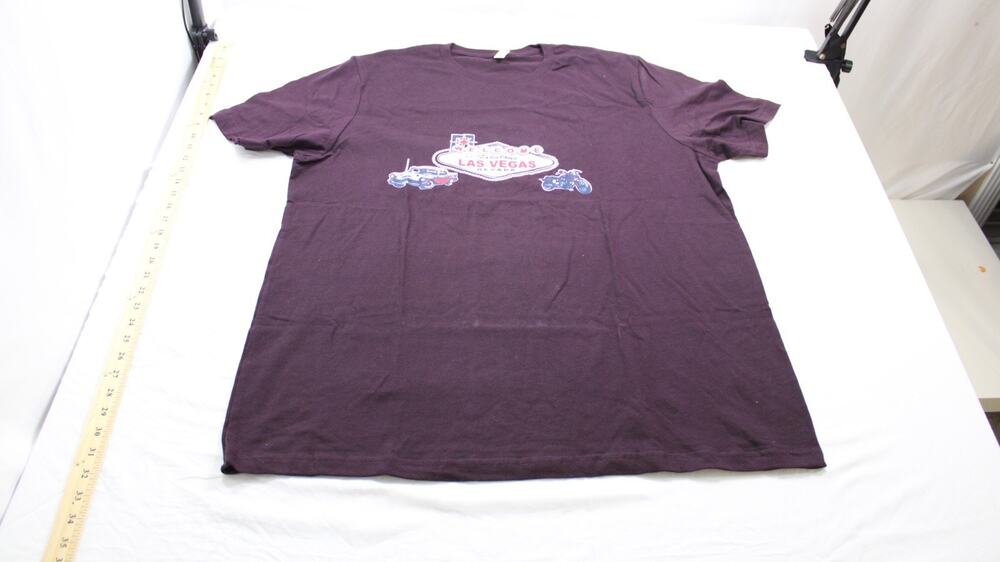 Men's 2XL Las Vegas Nevada Hot Rod Motorcycle Graphic T-Shirt Cotton Burgundy
